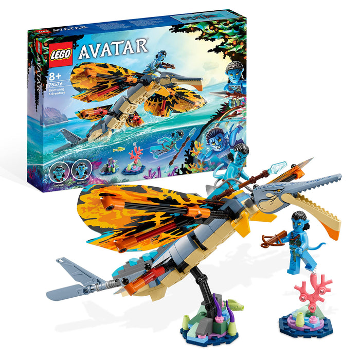 LEGO 75576 Avatar Skimwing Adventure, Collectible The Way of Water Set with Toy Animal for Boys & Girls, Pandora Coral Reef Scene, Jake Sully and Tonowari Minifigures