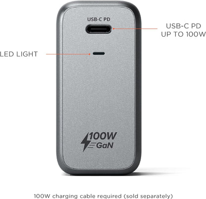 SATECHI 100W USB-C PD Wall Charger - Powerful GaN Tech - Compatible with 2021 MacBook Pro M1, 2020 MacBook Air, 2022 iPad Air M1, 2021 iPad Pro M1, iPhone 15 Pro Max/15 Pro/15/15 Plus 100W Wall-Charge