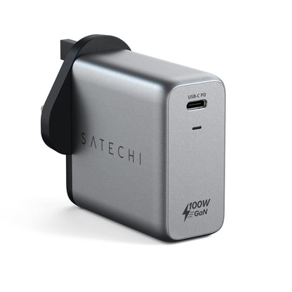SATECHI 100W USB-C PD Wall Charger - Powerful GaN Tech - Compatible with 2021 MacBook Pro M1, 2020 MacBook Air, 2022 iPad Air M1, 2021 iPad Pro M1, iPhone 15 Pro Max/15 Pro/15/15 Plus 100W Wall-Charge
