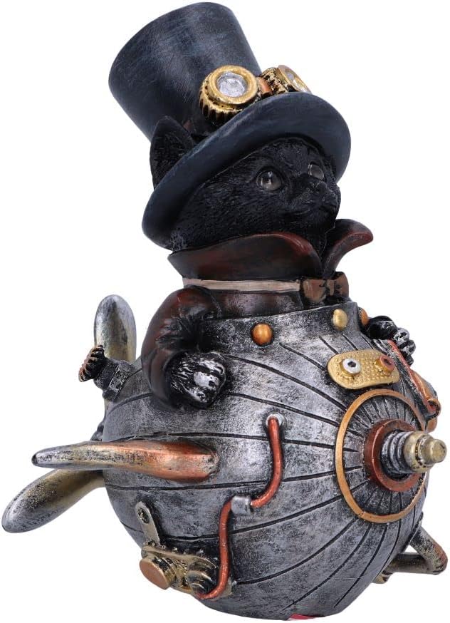 Nemesis Now Feline Invention Cat Figurine, Silver, 14.5cm