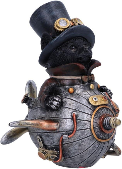 Nemesis Now Feline Invention Cat Figurine, Silver, 14.5cm