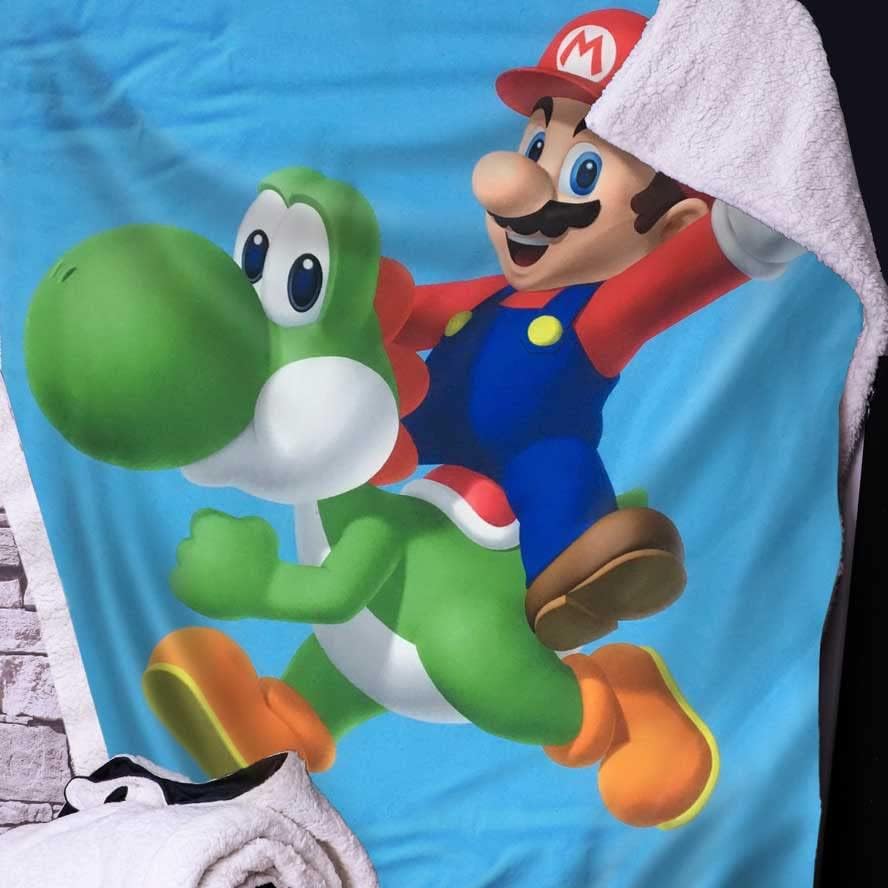 Nemesis Now Super Mario - Mario and Yoshi Throw 100 * 150cm, Blue