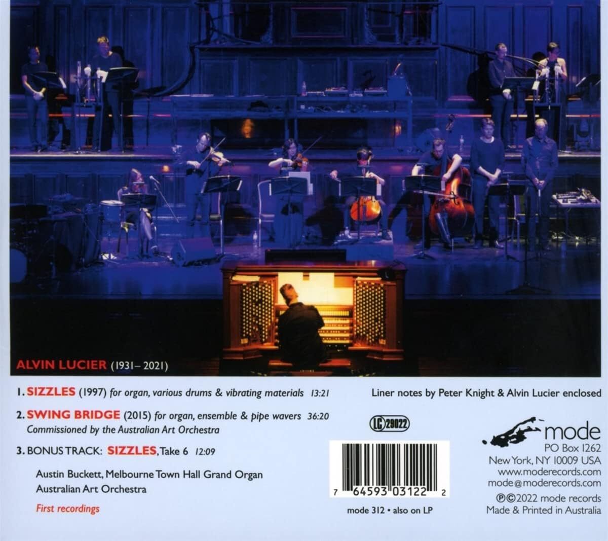 Alvin Lucier: Swing Bridge/Sizzles