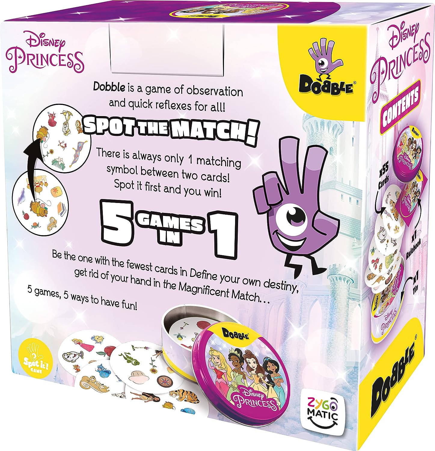 Asmodee | Dobble Disney Princess | Card Game | Ages 4+ | 2-5 Players | 10 Minutes Playing Time d. Disney Princess Dobble Disney