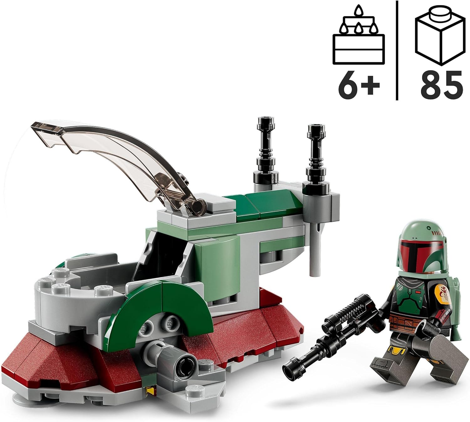LEGO 75344 Star Wars Boba Fetts Starship - Microfighter Set, Modell aus Der Mandalorianer, baubares Spielzeug mit Flick-Shooter und verstellbaren Flügeln