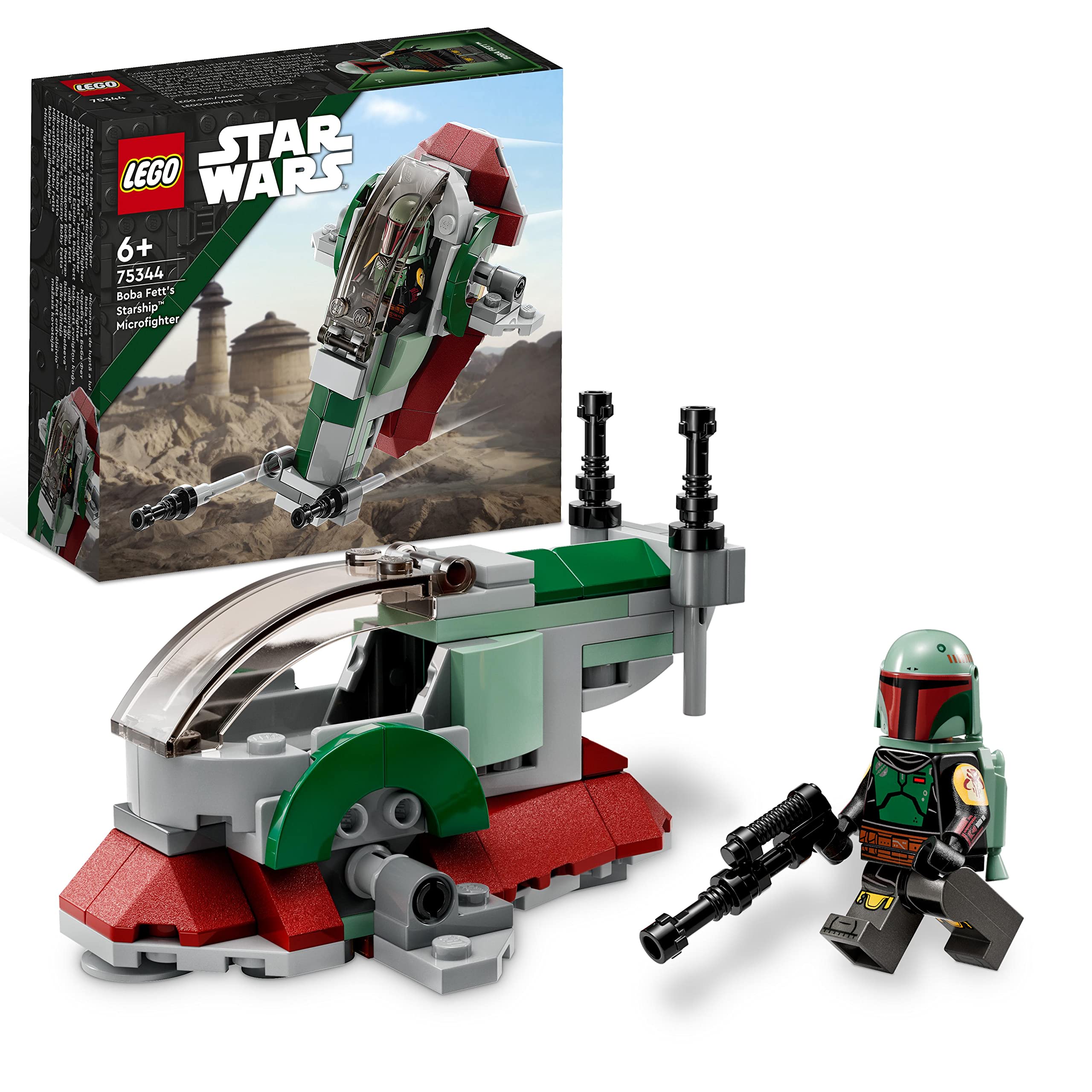 LEGO 75344 Star Wars Boba Fetts Starship - Microfighter Set, Modell aus Der Mandalorianer, baubares Spielzeug mit Flick-Shooter und verstellbaren Flügeln