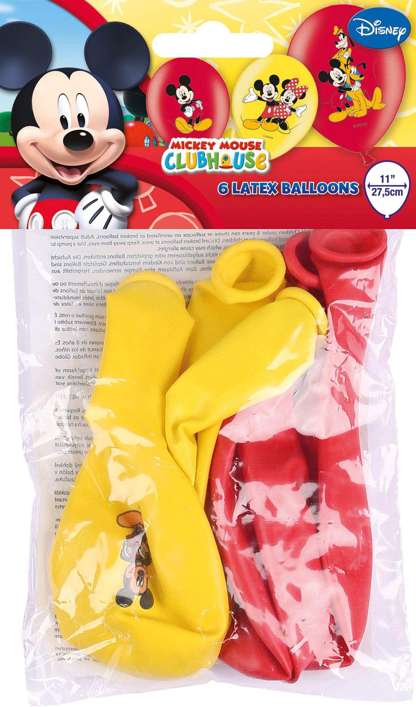 TIFANY Disney Junior 999240 Set de 6 Ballons, Autre Matière, Rouge et Jaune