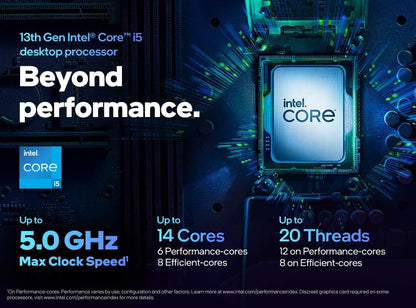 Intel® Core™ i5-13400F Desktop Processor 10 cores (6 P-cores + 4 E-cores) 20MB Cache, up to 4.6 GHz