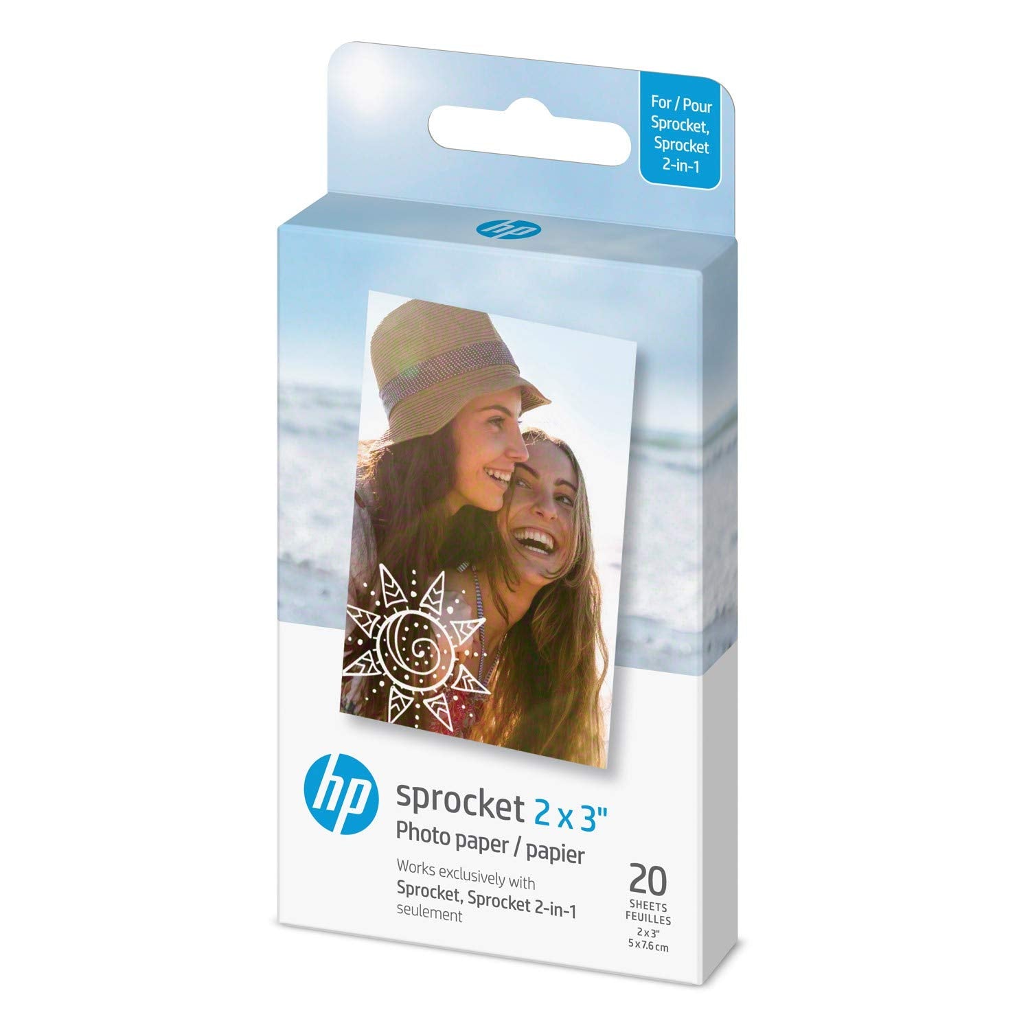 HP 1AH01A Sprocket 2x3" Premium Zink Sticky Back Photo Paper (20 Sheets) Compatible with Sprocket Photo Printers