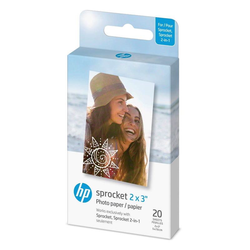 HP 1AH01A Sprocket 2x3" Premium Zink Sticky Back Photo Paper (20 Sheets) Compatible with Sprocket Photo Printers