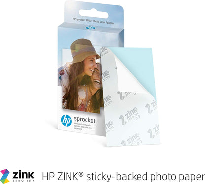 HP 1AH01A Sprocket 2x3" Premium Zink Sticky Back Photo Paper (20 Sheets) Compatible with Sprocket Photo Printers