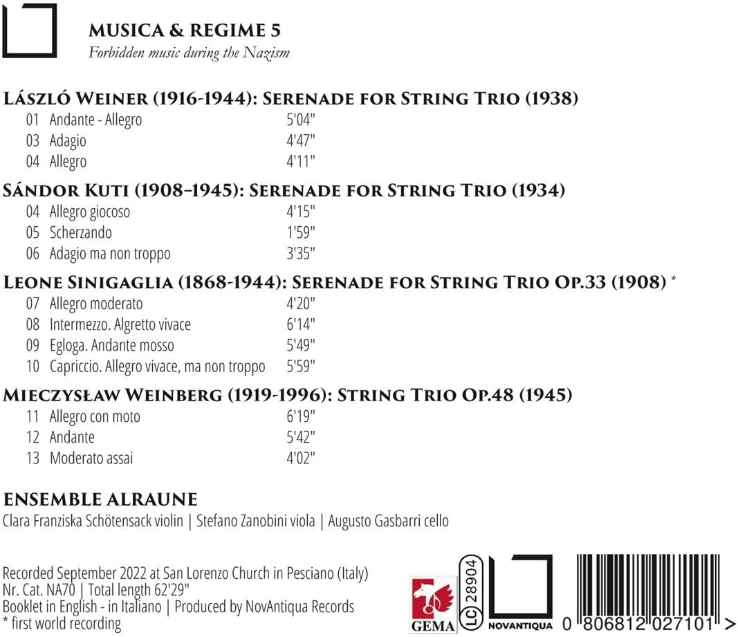 Musica e Regime Vol. 5 - Werke von Weiner, Kuti, Weinberg & Sinigaglia