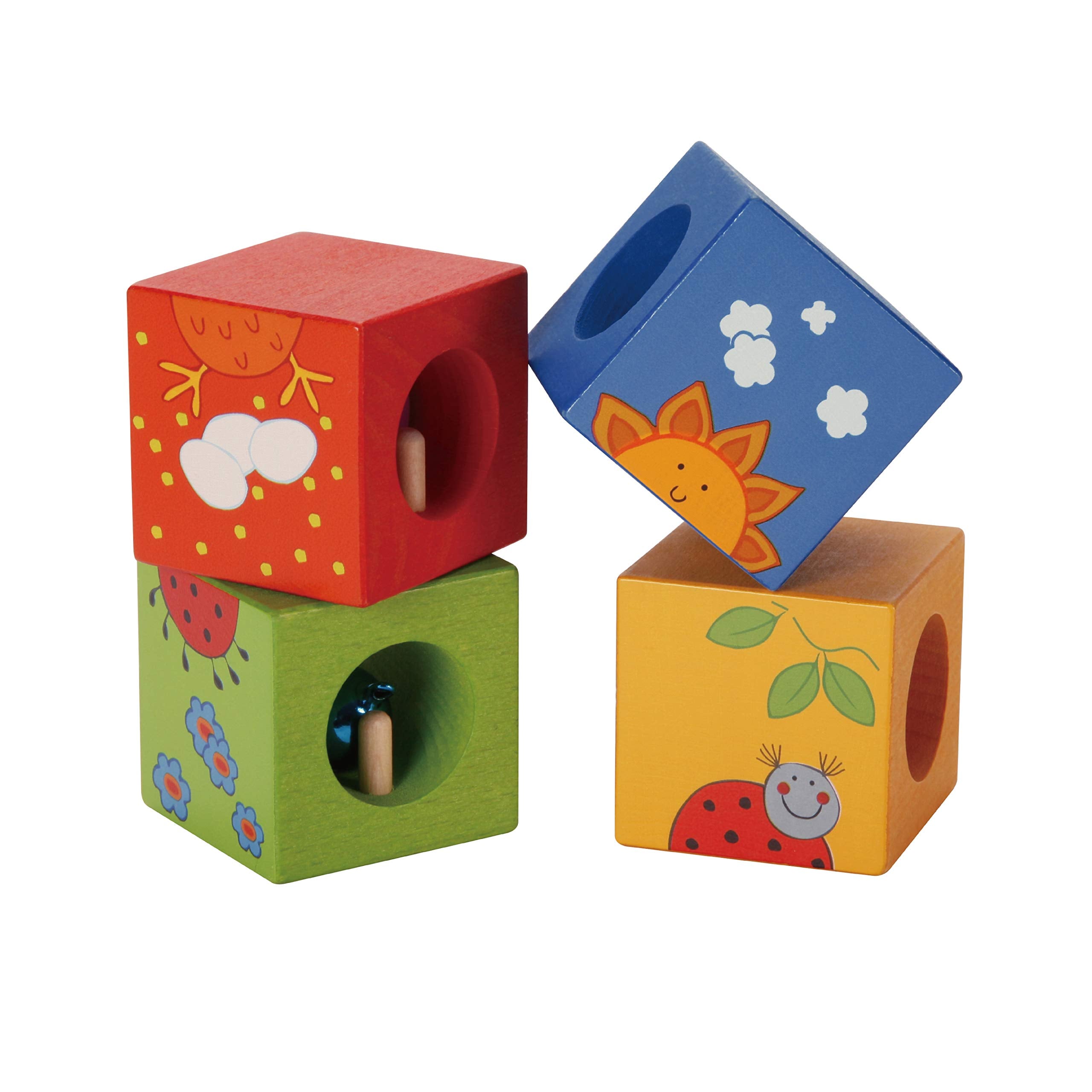 Classic World Wooden Animal Puzzle Discovery Cubes, Fun Learning Toy, Montessori Educational Building Blocks for Children, 4 x Six-Sided Blocks, 1 Year+