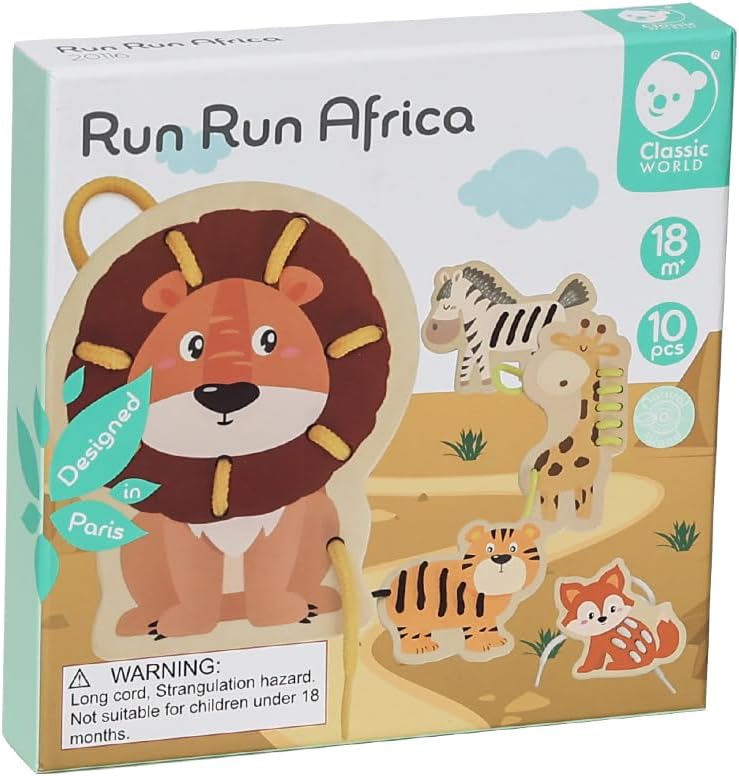 Classic World Rijgpuzzel Wilde Dieren, 10dlg.