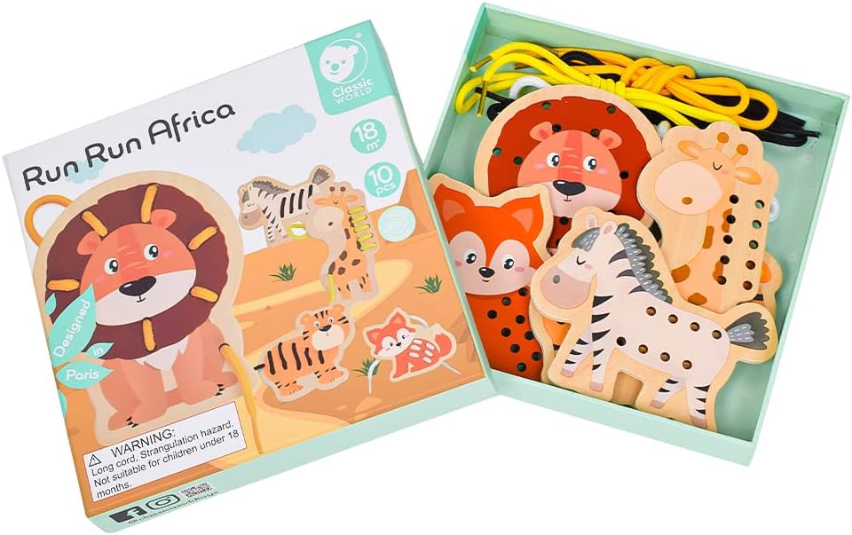 Classic World Rijgpuzzel Wilde Dieren, 10dlg.