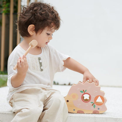 Classic World Hedgehog Wooden Pounding Bench | Educational Musical Toy for 10 Months + | Kids Educational Musical Toys | Shape Sorting and Early Development Toy for Kids
