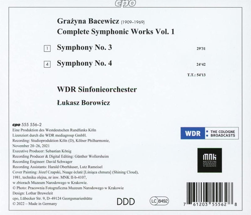 Grazyna Bacewicz: Complete Symphonic Works: Symphonies 3 & 4 - Volume 1