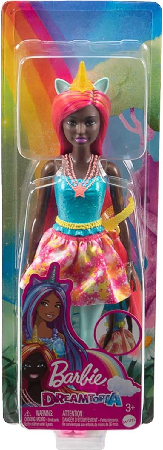 barbie Muñeca Dreamtopia. Unicornio, con Pelo arcoíris y Accesorios fantasía. Modelos Surtidos, Color Amarillo (Mattel HGR19