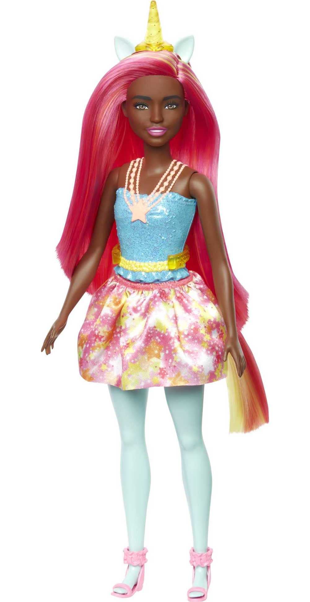 barbie Muñeca Dreamtopia. Unicornio, con Pelo arcoíris y Accesorios fantasía. Modelos Surtidos, Color Amarillo (Mattel HGR19