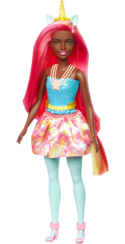 barbie Muñeca Dreamtopia. Unicornio, con Pelo arcoíris y Accesorios fantasía. Modelos Surtidos, Color Amarillo (Mattel HGR19