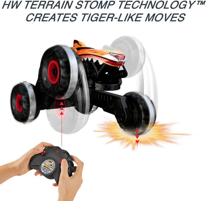 Hot Wheels Ferngesteuertes Auto Tiger Shark, Monstertruck, mit 'Terrain Stomp' Technologie für tierähnliche Bewegungen, Wheelie Modus für Drehen auf 2 Rädern, Spielzeug ab 4 Jahre, HGV87