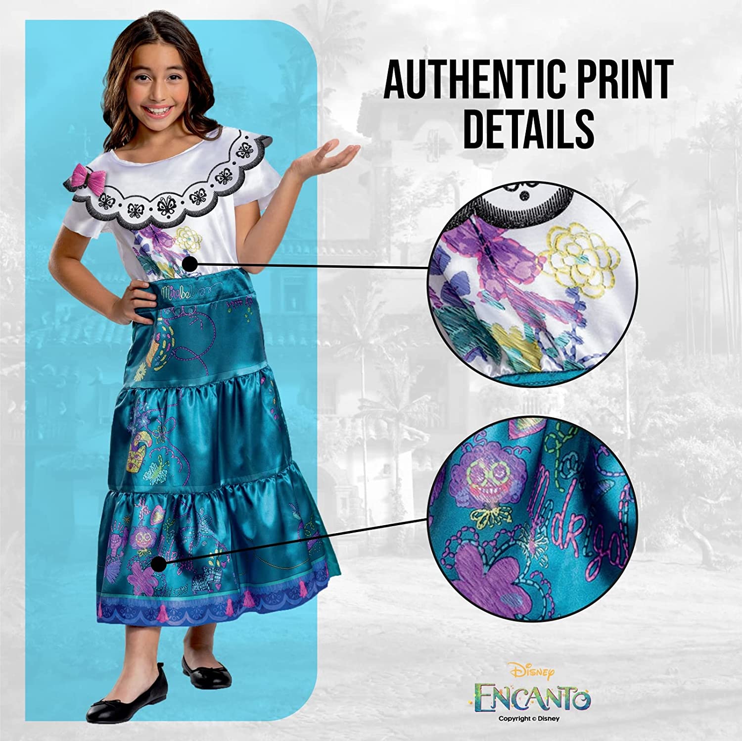 Disney Official Deluxe Mirabel Encanto Costume for Girls - Made with Super Soft Material - Mirabel Costume Kids, Christmas Halloween Princess Fancy Encanto Dress Up Outfit Cosplay