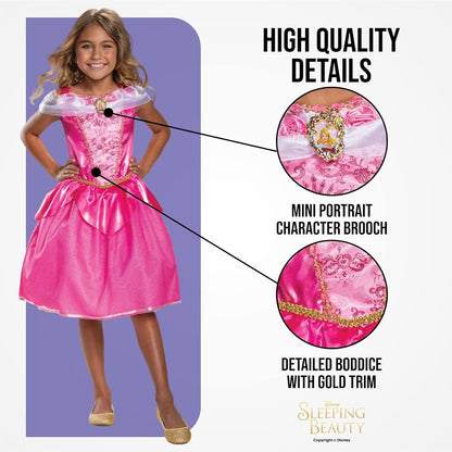 Disney Official Deluxe Princess Aurora Costume Kids, Sleeping Beauty Dress Up For Girls