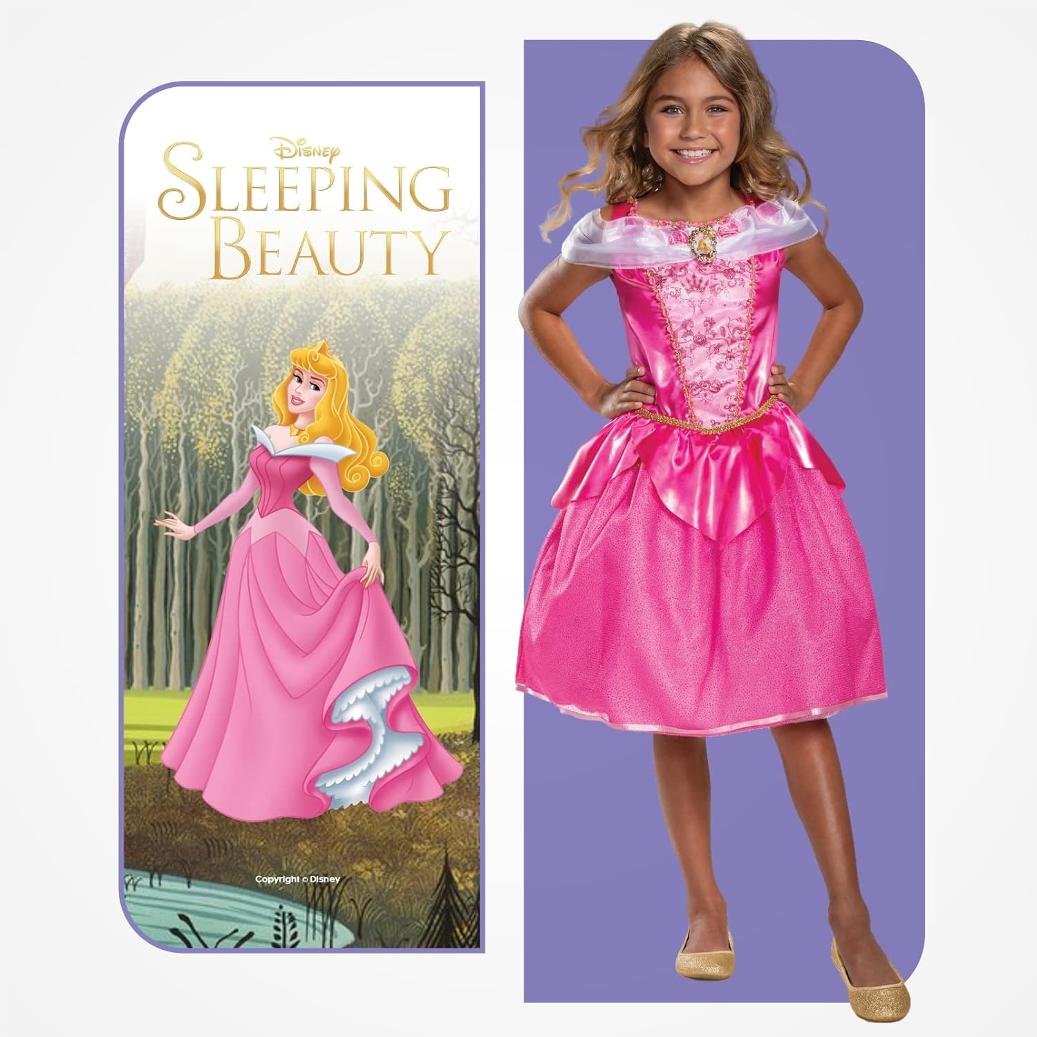 Disney Official Deluxe Princess Aurora Costume Kids, Sleeping Beauty Dress Up For Girls