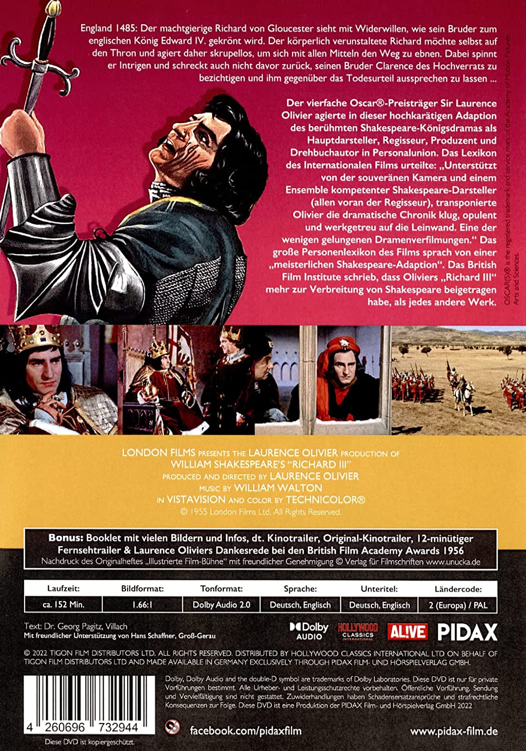 Richard III - Remastered Edition / Preisgekröntes Königsdrama mit Starbesetzung (Pidax Historien-Klassiker
