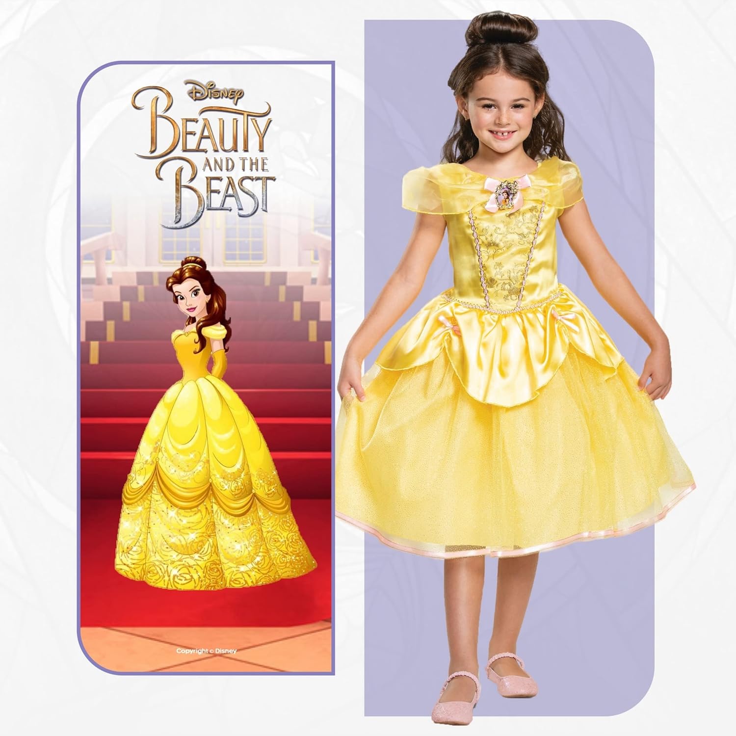 Disney Official Deluxe Princess Belle Dress Up for Girls, Belle Costume Kids, Beauty and the Beast Costume, Belle Fancy Dress Outfit, World Book Day Costumes for Girls