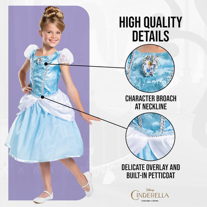 Disney Official Deluxe Cinderella Costume Kids, Princess Dress Up for Kids