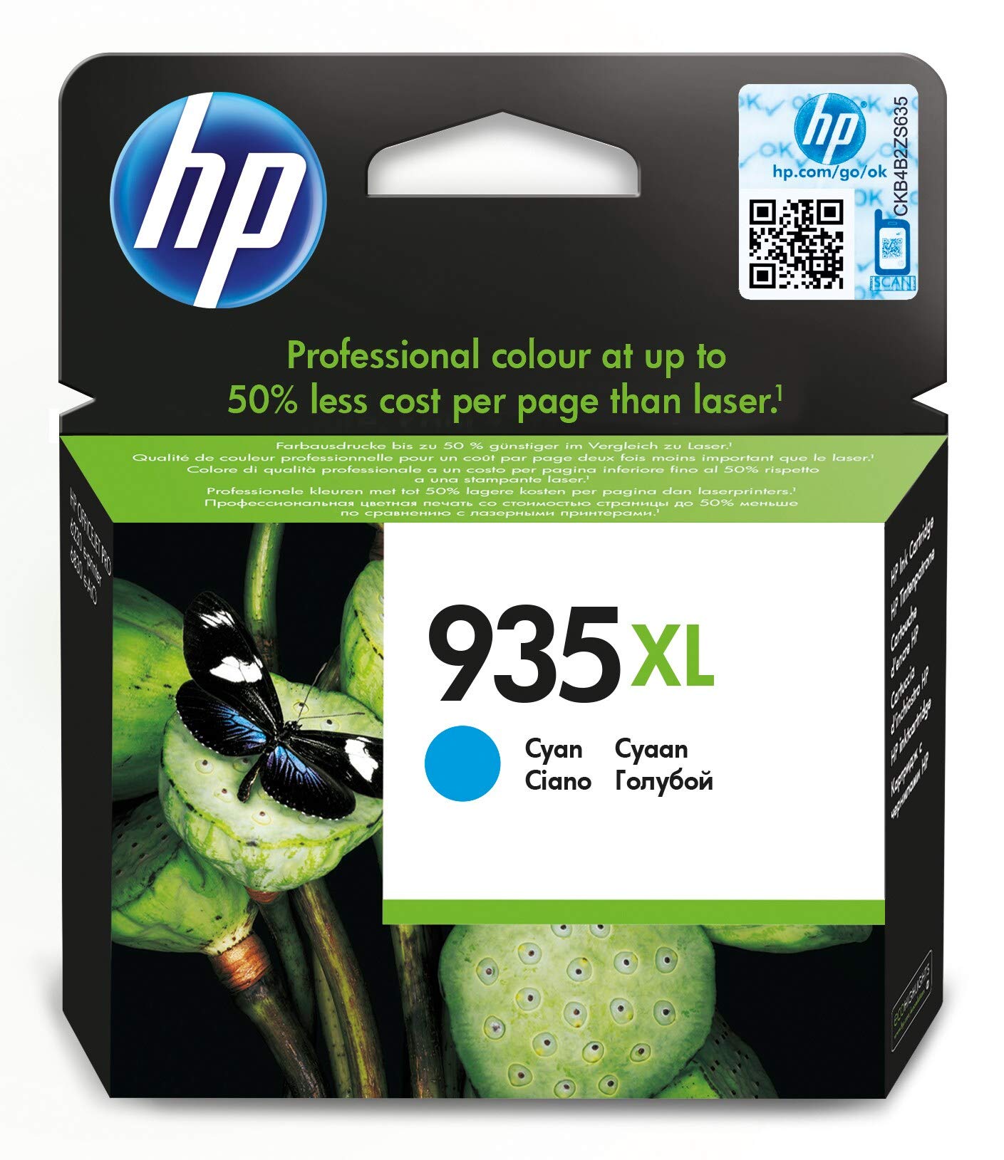 HP 935XL C2P24AE, Cian, Cartucho de Tinta de Alta Capacidad Original, compatible con impresoras de inyección de tinta HP OfficeJet 6820, HP OfficeJet Pro 6230 y 6830