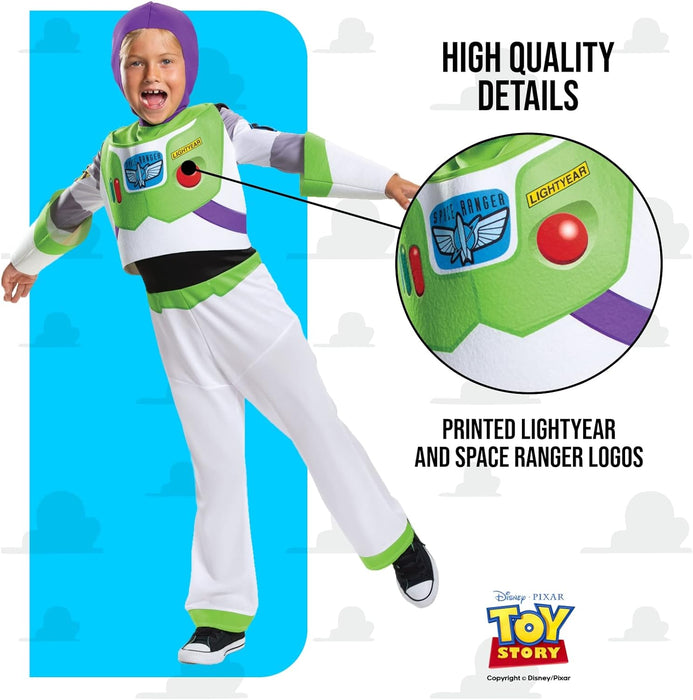 Disney Official Deluxe Buzz Lightyear Costume Kids, Buzz Lightyear Dress Up Onesie, Toy Story Dress Up Costume Fancy Dress, World Book Day Costumes for Boys