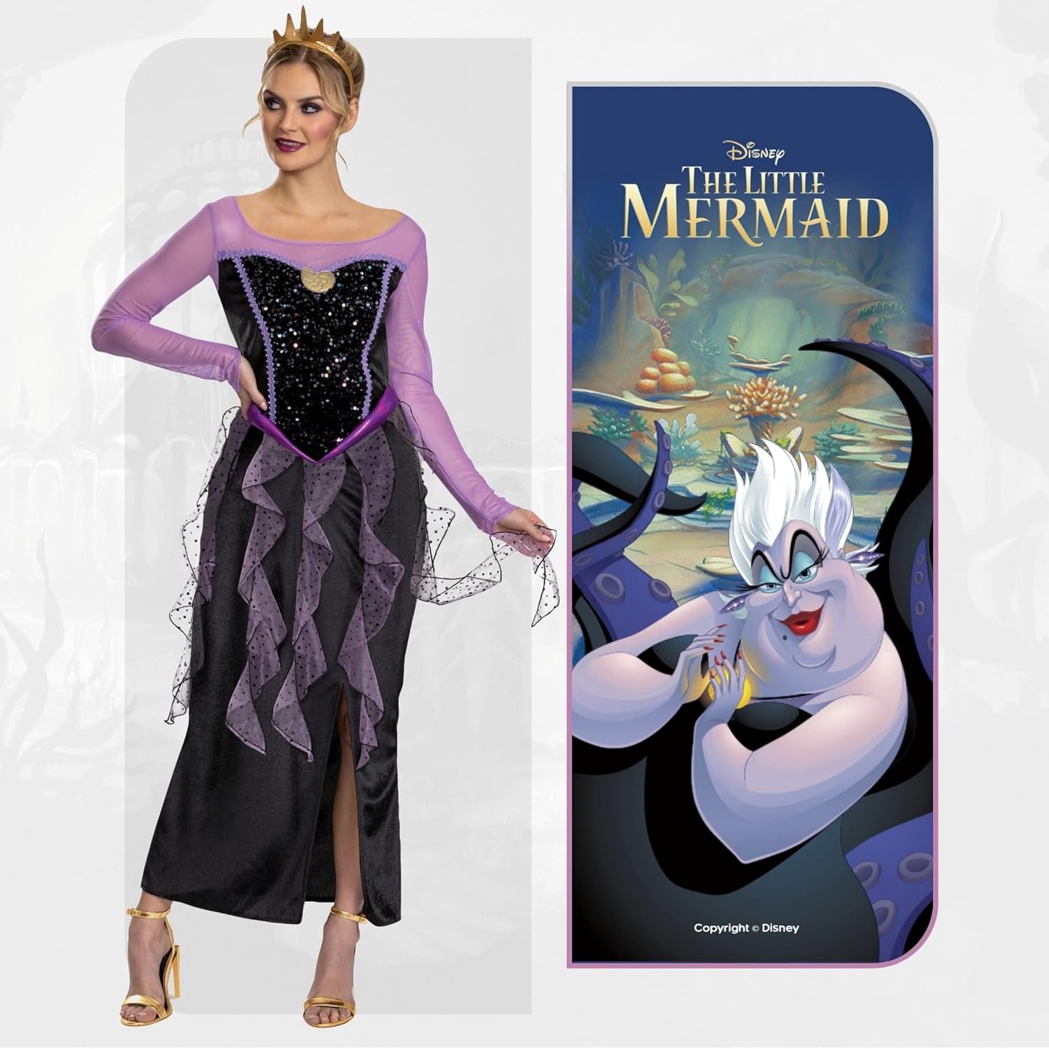 Disney Official Classic Ursula Costume Adult, The Little Mermaid Halloween Costume for Adults Size