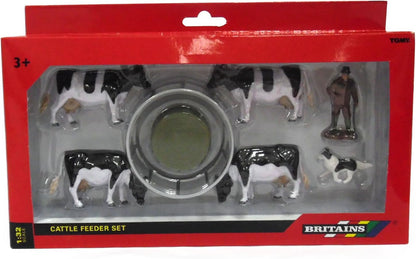 Britains 43137 - Futterstation Kühe inklusiv, Bauer und Hund, Minifigur