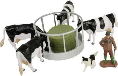 Britains 43137 - Futterstation Kühe inklusiv, Bauer und Hund, Minifigur