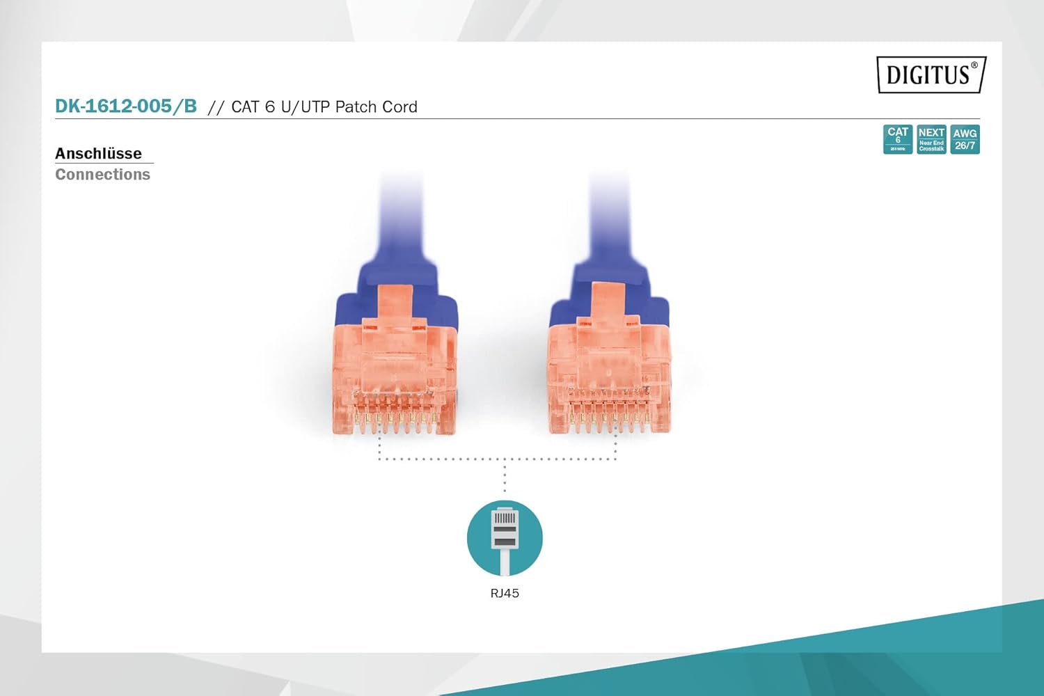 DIGITUS LAN Kabel Cat 6 - 0,5m - CCA Netzwerkkabel Mit RJ45 - U/UTP Ungeschirmt - Kompatibel zu Cat-6A & Cat-5e - Blau