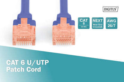 DIGITUS LAN Kabel Cat 6 - 0,5m - CCA Netzwerkkabel Mit RJ45 - U/UTP Ungeschirmt - Kompatibel zu Cat-6A & Cat-5e - Blau