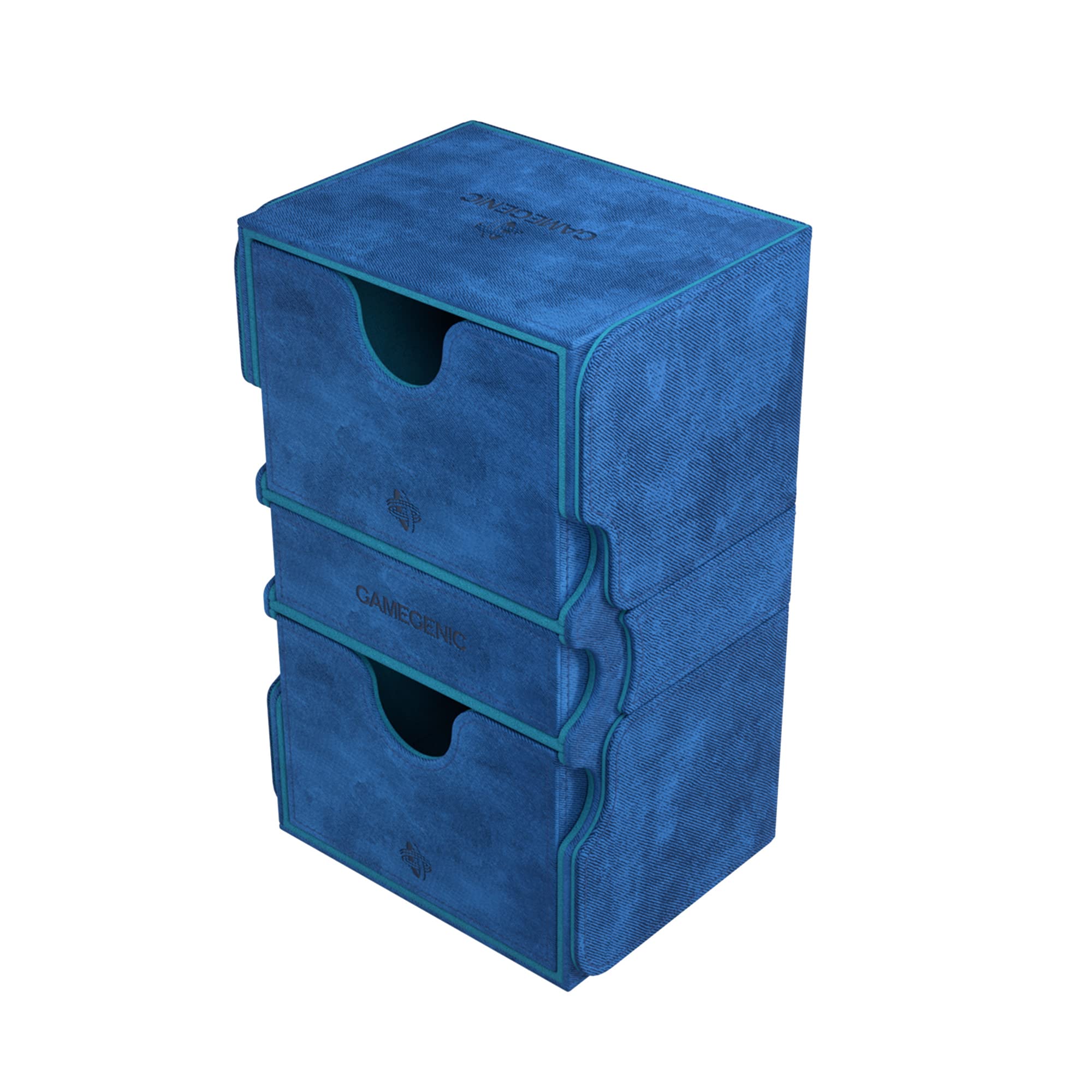Stronghold 200+ XL Convertible Deck Box | Double-Sleeved Card Storage | Card Game Protector with Accessories Drawer | Nexofyber Surface | Holds up to 200 Cards | Blue | Made by Gamegenic (GGS20110ML