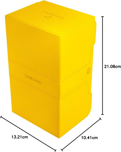 Stronghold 200+ XL Convertible Deck Box | Double-Sleeved | Card Game Protector with Accessories Drawer | Nexofyber Surface | Holds up to 200 Cards | Yellow Color | Made by Gamegenic (GGS20114ML