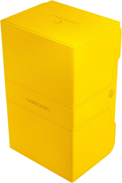Stronghold 200+ XL Convertible Deck Box | Double-Sleeved | Card Game Protector with Accessories Drawer | Nexofyber Surface | Holds up to 200 Cards | Yellow Color | Made by Gamegenic (GGS20114ML