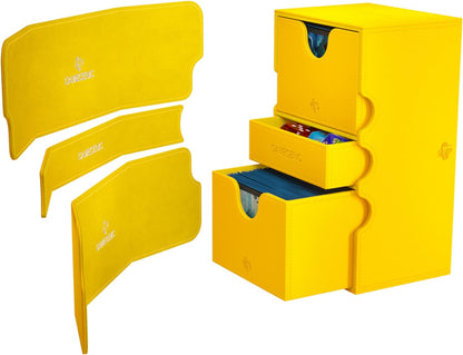Stronghold 200+ XL Convertible Deck Box | Double-Sleeved | Card Game Protector with Accessories Drawer | Nexofyber Surface | Holds up to 200 Cards | Yellow Color | Made by Gamegenic (GGS20114ML