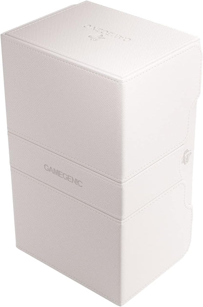 Stronghold 200+ XL Convertible Deck Box | Double-Sleeved | Card Game Protector with Accessories Drawer | Nexofyber Surface | Holds up to 200 Cards | White Color | Made by Gamegenic (GGS20122ML