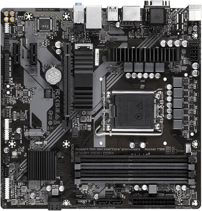 Gigabyte B760M DS3H DDR4 Motherboard - Supports Intel Core 14th Gen CPUs, 6+2+1 Phases Digital VRM, up to 5333MHz DDR4 (OC), 2xPCIe 4.0 M.2, 2.5GbE LAN, USB 3.2 Gen2