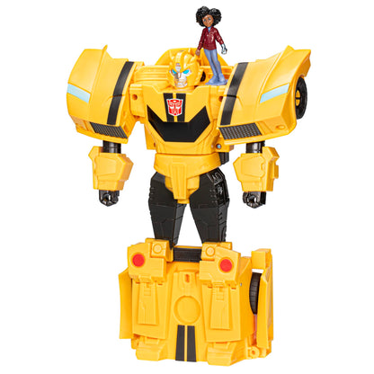 Transformers Figuras EarthSpark - Figura Cambiador de Giro Bumblebee de 20 cm con Figura de Mo Malto de 5 cm - A Partir de 6 años