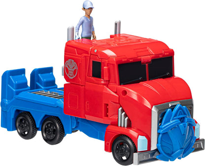 TRANSFORMERS F7663 Toys EarthSpark Spin Changer, Multicolor, Optimus Prime 20 cm Action Figure with Robby Malto 5 cm Figure, for Ages 6 and Up