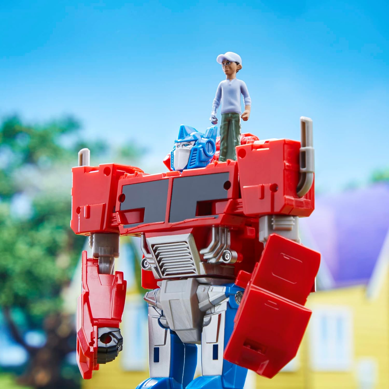TRANSFORMERS F7663 Toys EarthSpark Spin Changer, Multicolor, Optimus Prime 20 cm Action Figure with Robby Malto 5 cm Figure, for Ages 6 and Up
