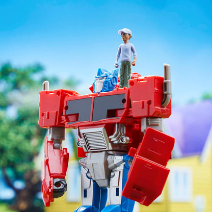 TRANSFORMERS F7663 Toys EarthSpark Spin Changer, Multicolor, Optimus Prime 20 cm Action Figure with Robby Malto 5 cm Figure, for Ages 6 and Up