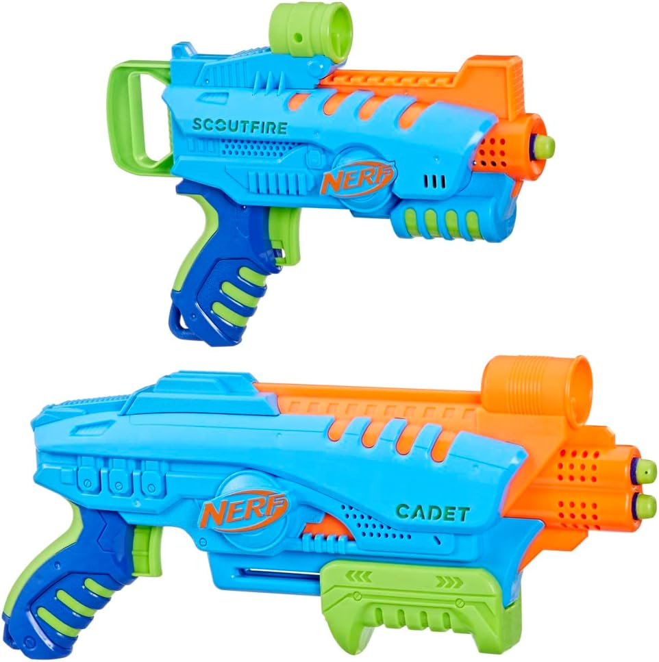 Nerf Elite Jr Ultimate Starter Set, 2 Easy Play Toy Foam Blasters, 15 Nerf Elite Darts, 2 Targets & Elite 2.0 Commander RD-6 Blaster, 12 Official Darts, 6-Dart Rotating Drum, Tactical Rails + Commander RD-6 Blaster