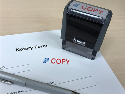 Trodat 286912 Office Printy Stamp Self-inking Copy 18x46mm Reinkable Red and Blue Ref 43241
